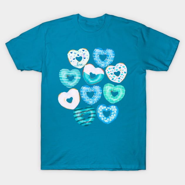 Aqua Donut Love T-Shirt by Gingerlique